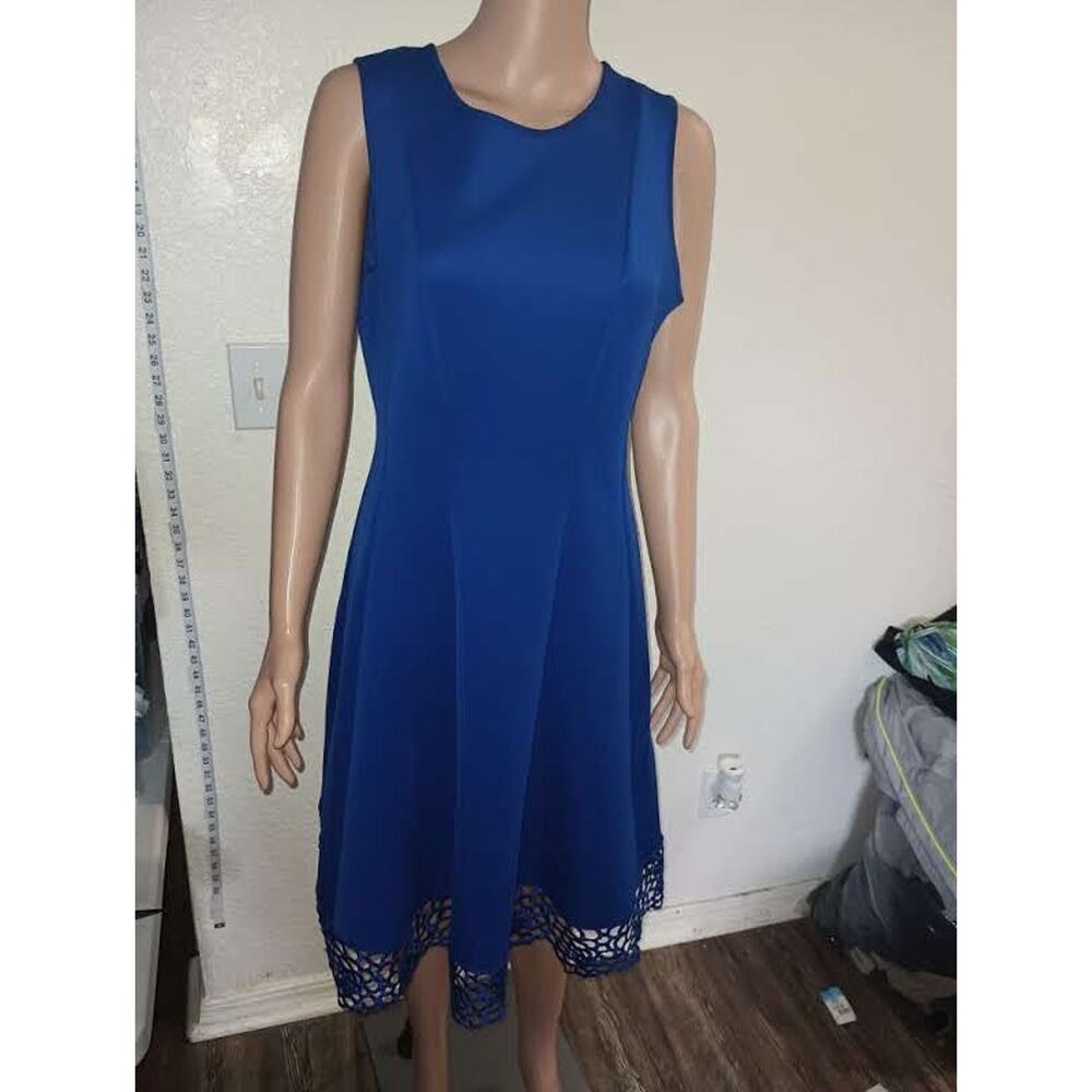 Donna Ricco Royal Blue Sleeveless Dress Size 10 W011 - Picture 3 of 10